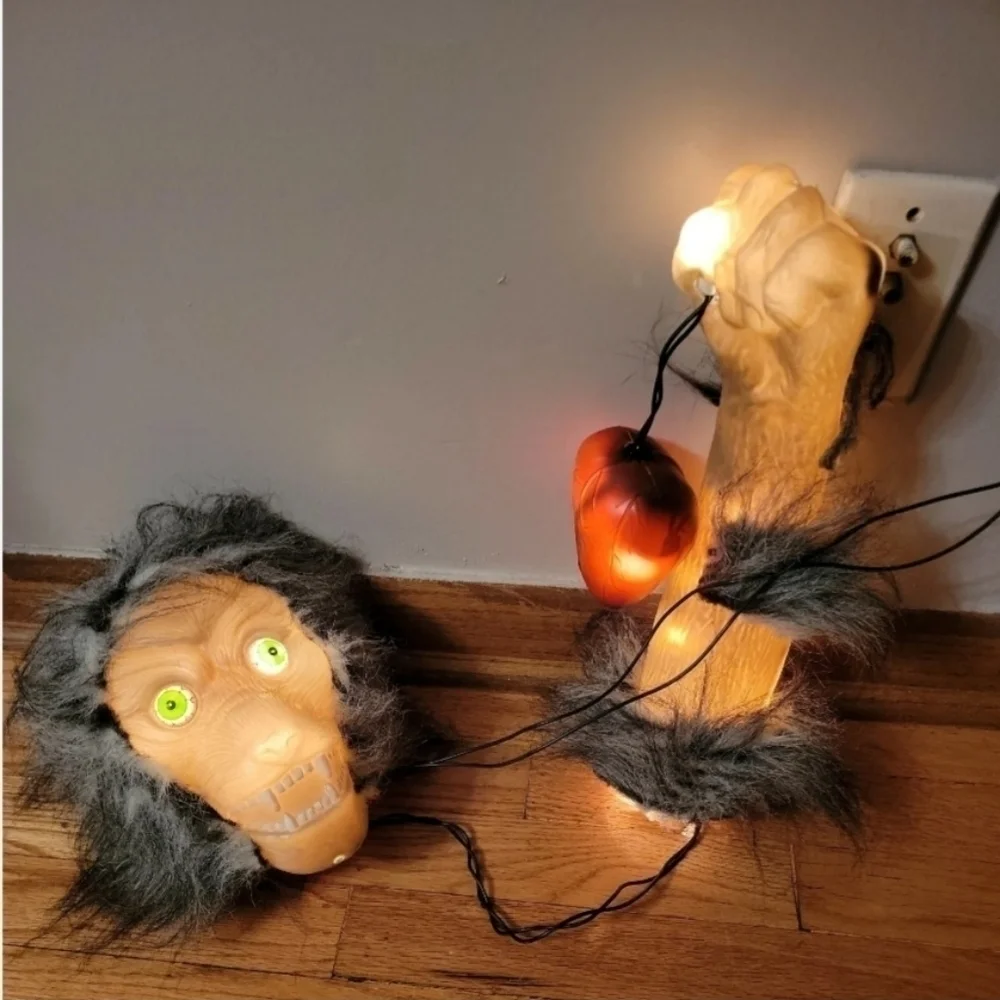 Vintage All Hallow's Eve Lighted Werewolf Blow Mold Arm Beating Heart Halloween